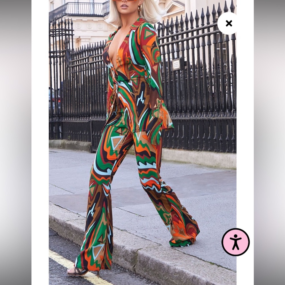 Pretty Little Thing Multi Abstract Print Chiffon … - image 2